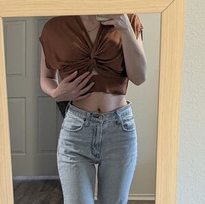 Zara Warm Peach/Light Terra Cotta Satin Top